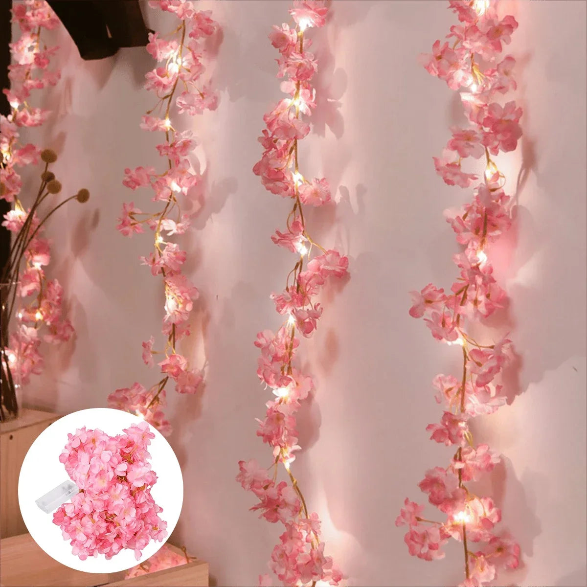 Cherry Blossom Fairy Lights — 20-LED Floral Garland