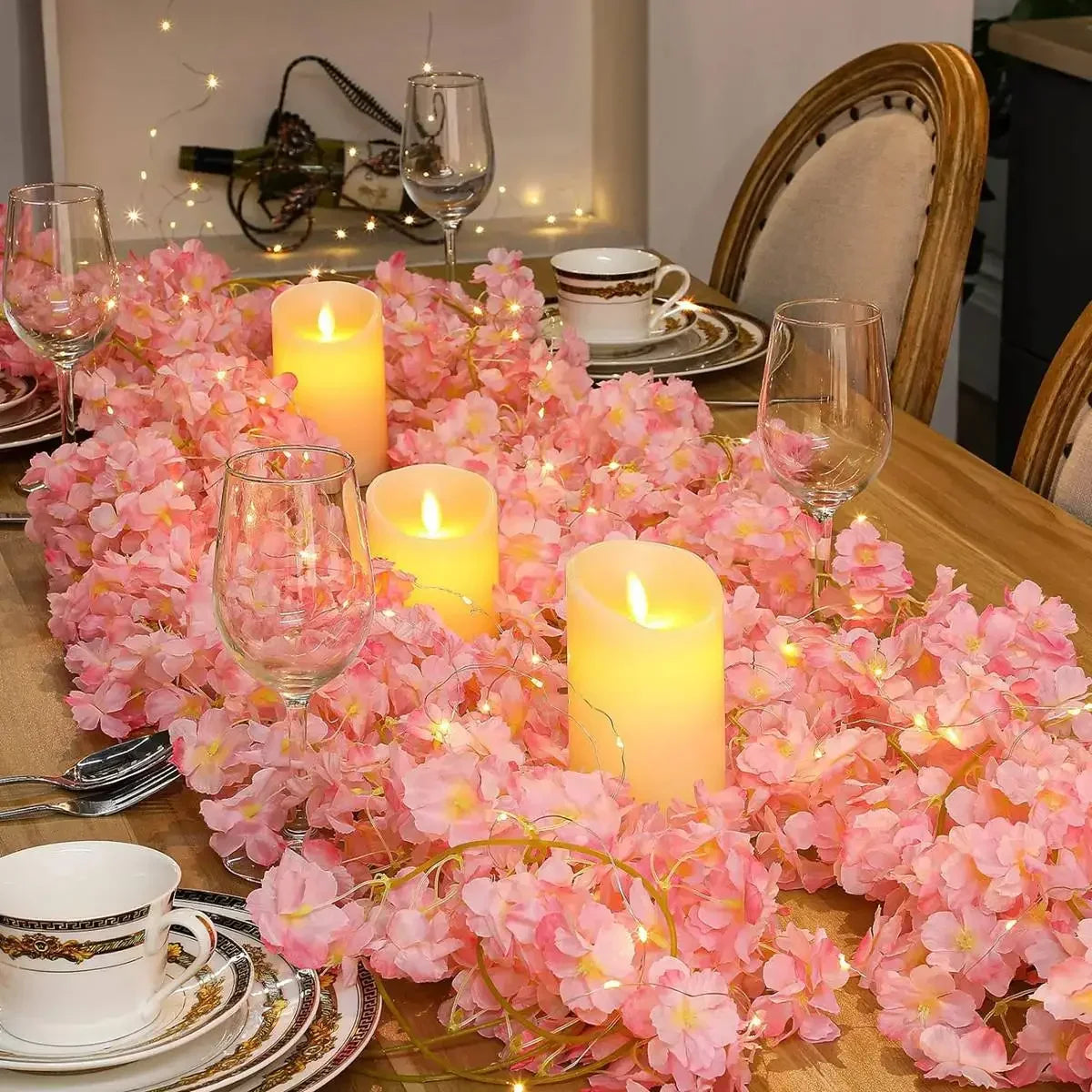 Cherry Blossom Fairy Lights — 20-LED Floral Garland